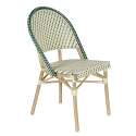 Table de terrasse ⌀60 cm inclinable stratifiée et 2 chaises style bistrot en aluminium et rotin synthétique