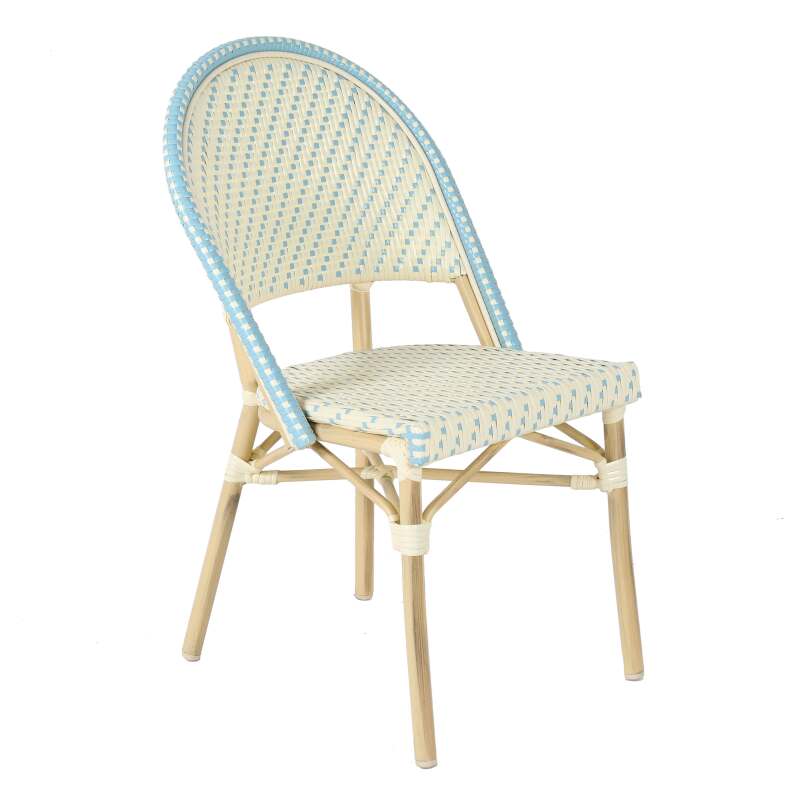 Table de terrasse ⌀60 cm inclinable stratifiée et 2 chaises style bistrot en aluminium et rotin synthétique (7/8)