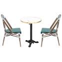 Table de terrasse ⌀60 cm inclinable stratifiée et 2 chaises style bistrot parisien