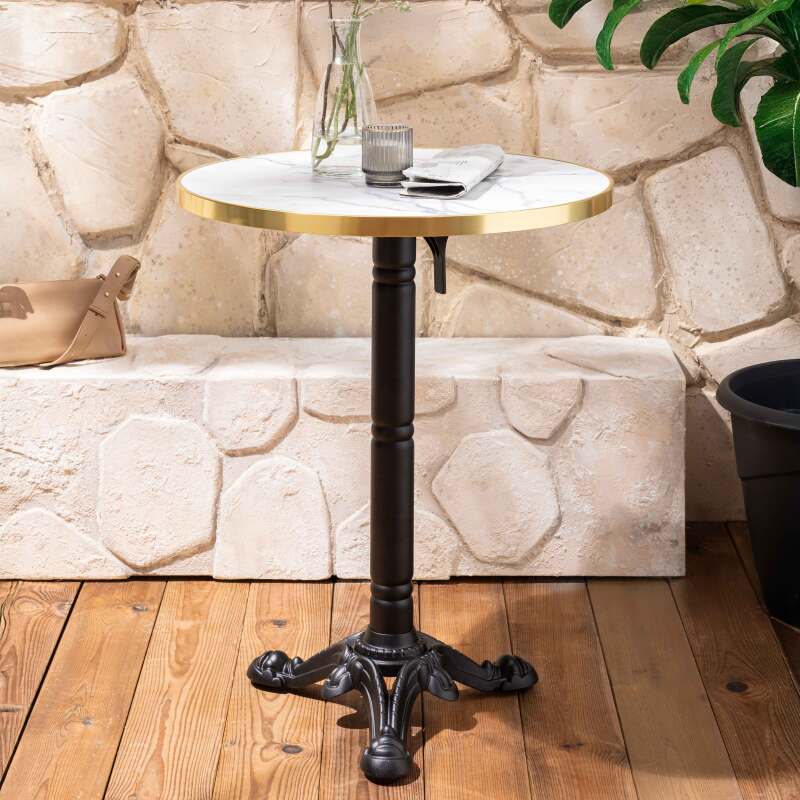 Table de terrasse ⌀60 cm inclinable stratifiée et 2 chaises style bistrot parisien (2/7)