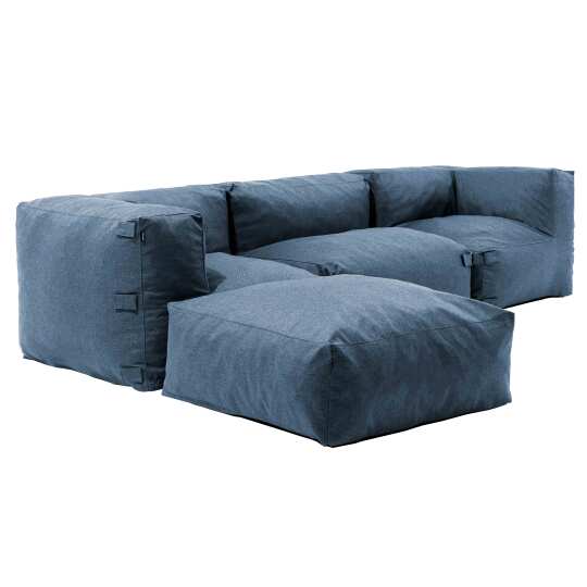 Salon de jardin modulable avec 1 chauffeuse, 2 fauteuils d'angle et 1 pouf