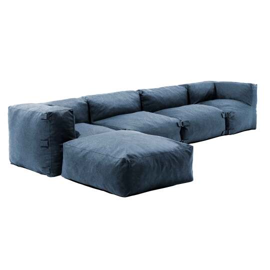 Salon de jardin modulable avec 2 chauffeuses, 2 fauteuils d'angle et 1 pouf