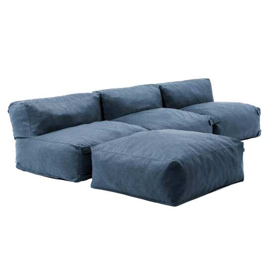 Salon de jardin modulable avec 3 chauffeuses et 1 pouf