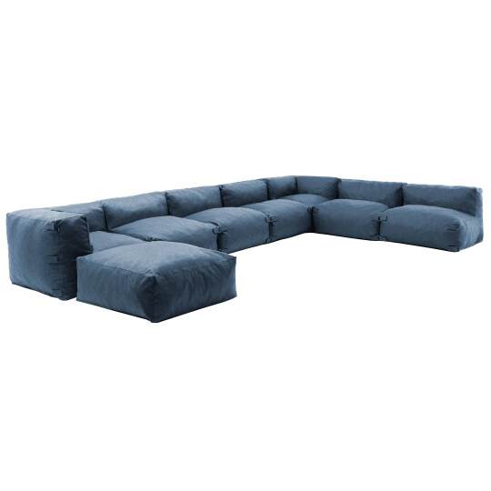 Salon de jardin modulable avec 5 chauffeuses, 2 fauteuils d'angle et 1 pouf