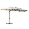Parasol déporté 3 têtes (4,5 x 2,65 m) avec mât rotatif 360° effet bois et housse de protection