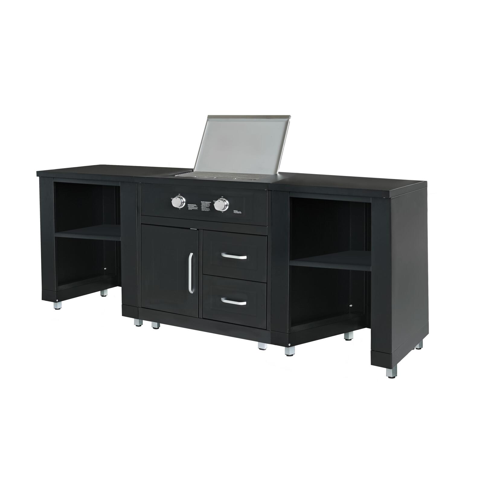 Cuisine d'extérieur acier 3 éléments avec gazinière