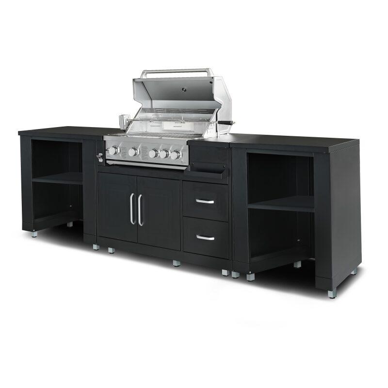 Cuisine d'extérieur acier 3 élements avec barbecue