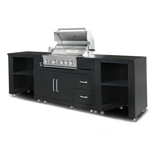 Cuisine d'extérieur acier 3 élements avec barbecue