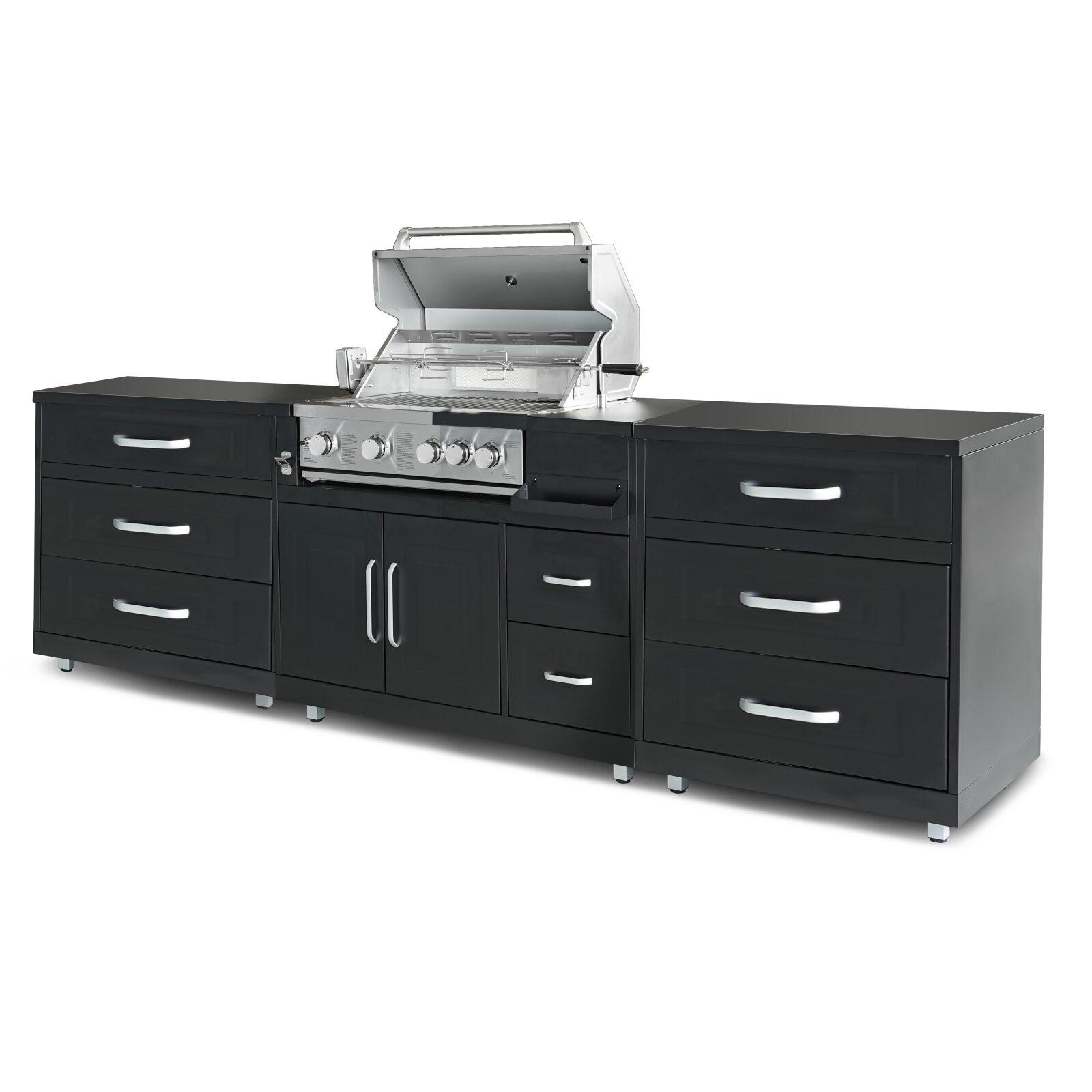 Cuisine d'extérieur acier 3 éléments avec barbecue