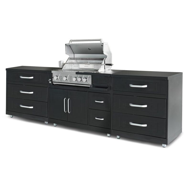 Cuisine d'extérieur acier 3 éléments avec barbecue