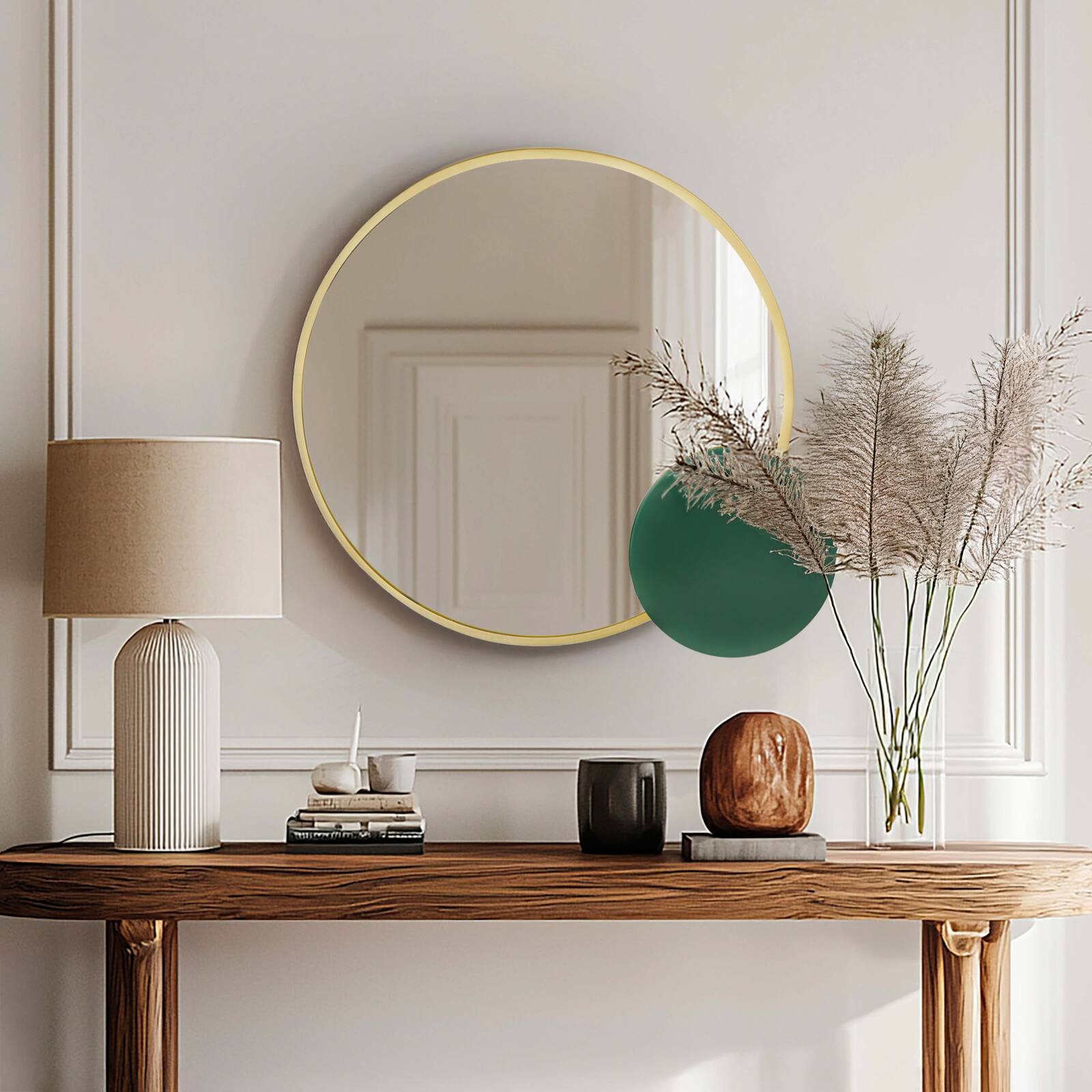 Miroir avec détail en métal émaillé