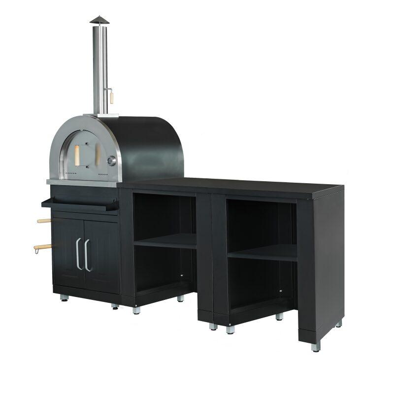 Cuisine d'extérieur acier 3 éléments avec four à pizza