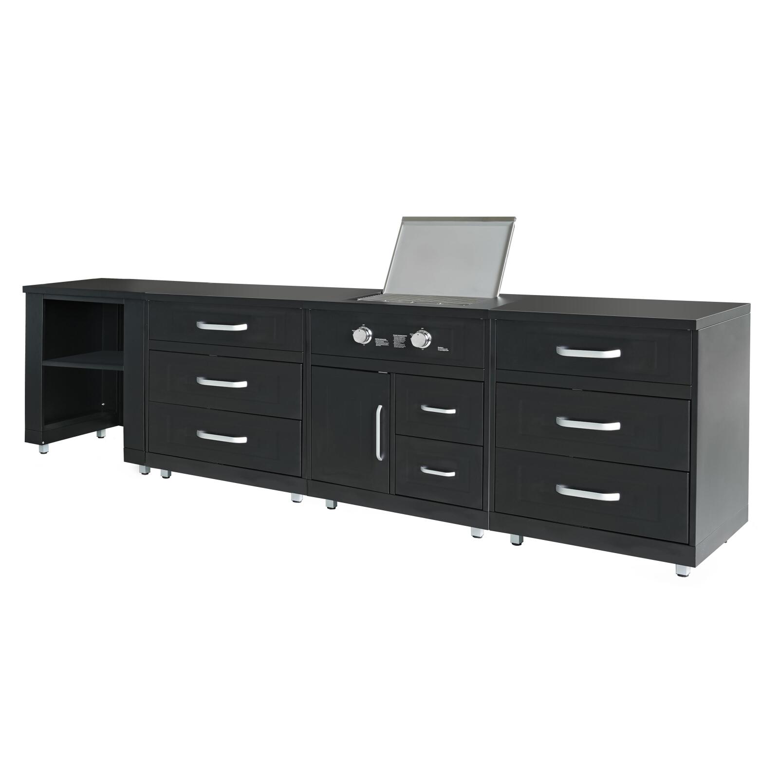 Cuisine d'extérieur acier 4 éléments avec gazinière