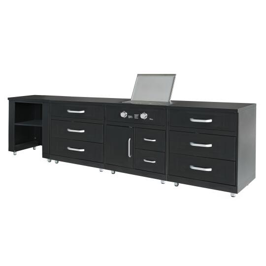 Cuisine d'extérieur acier 4 éléments avec gazinière