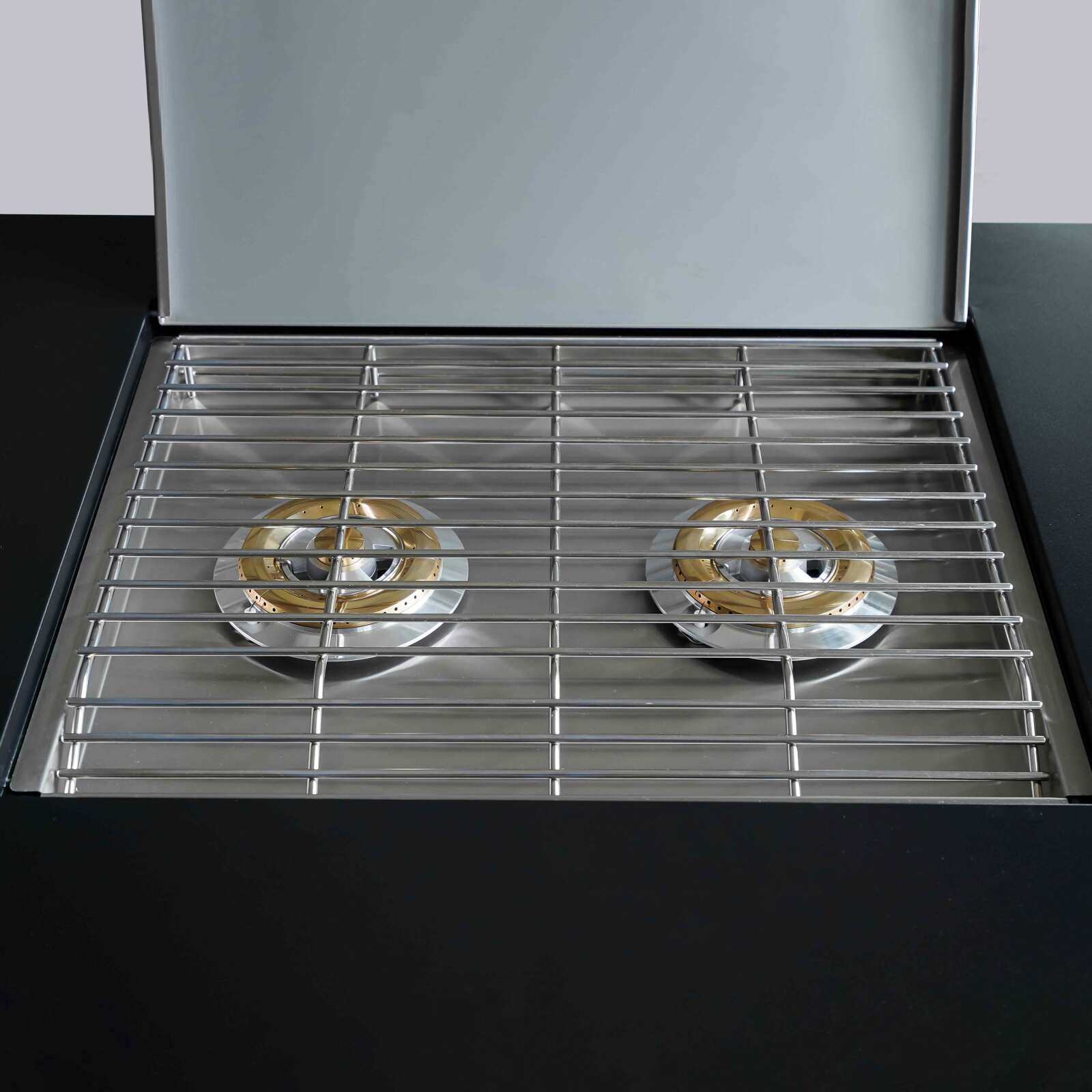 Cuisine d'extérieur acier 4 éléments avec gazinière