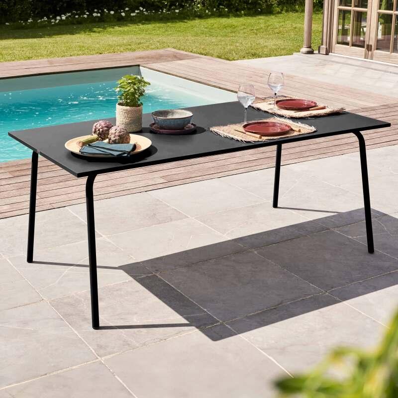 Table de jardin en métal 8 personnes 180x90 cm - Ambiance