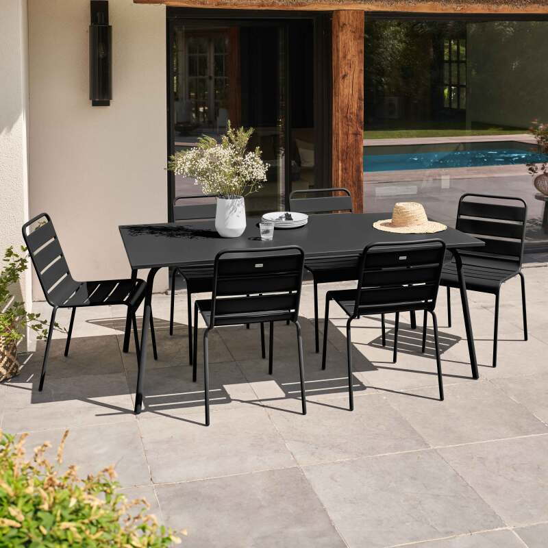 Table de jardin (180 x 90 x 72 cm) en métal design (6/7)