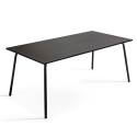 Table de jardin rectangulaire 180 x 90 cm et 8 chaises avec accoudoirs en métal