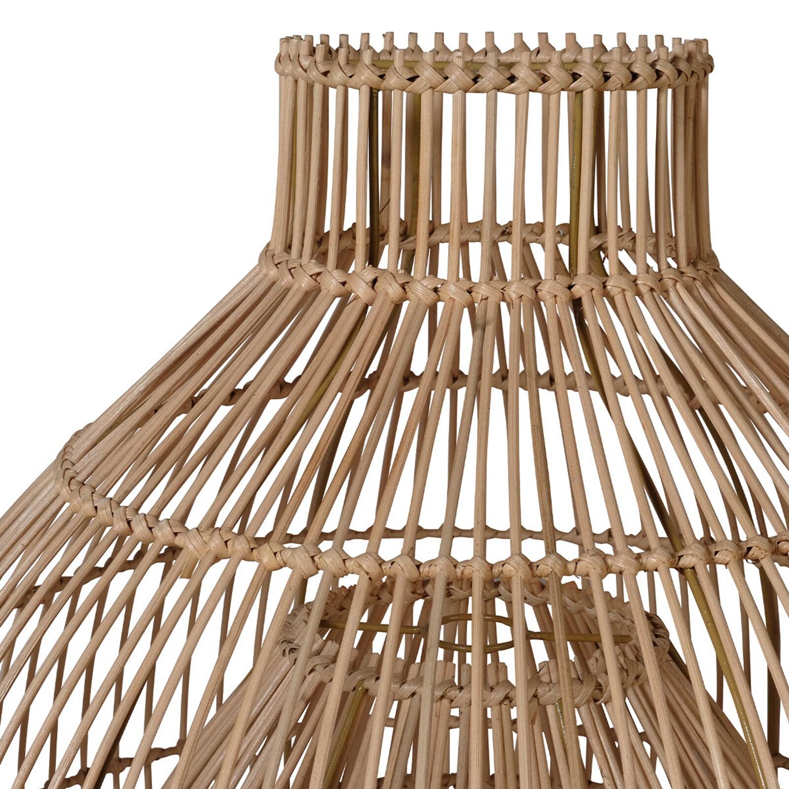 Suspension ronde en rotin naturel