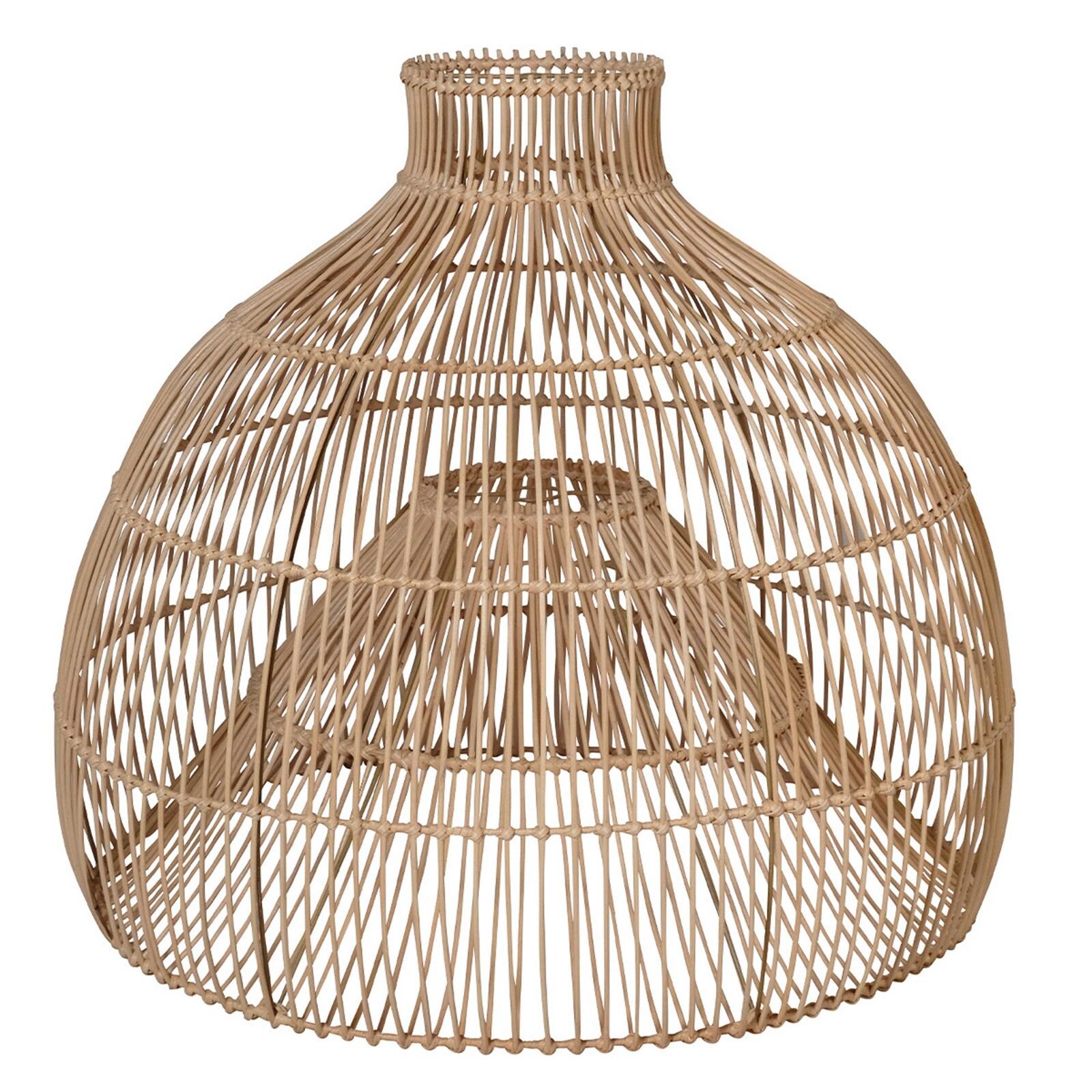 Suspension ronde en rotin naturel