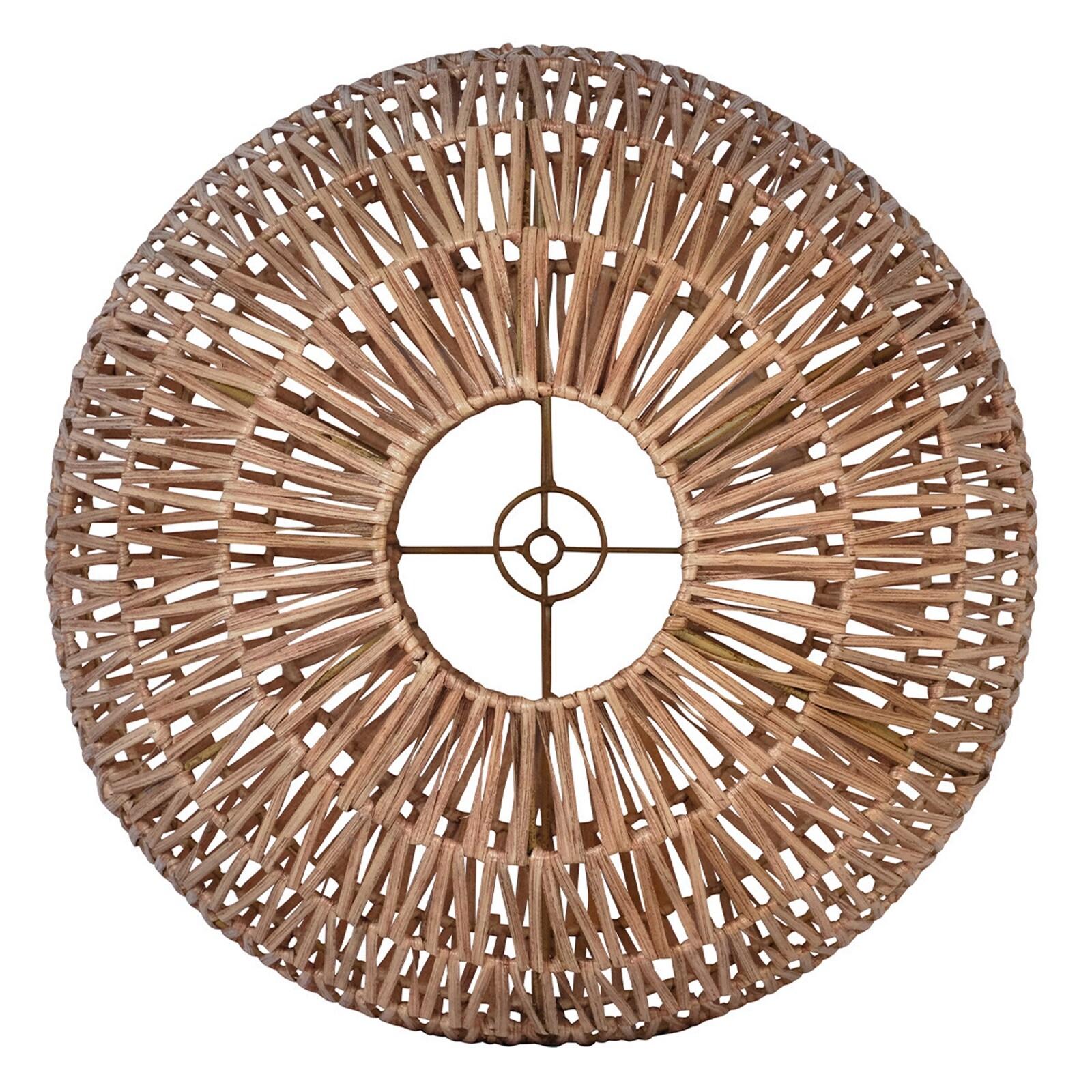 Plafonnier ovale en rotin naturel tressé