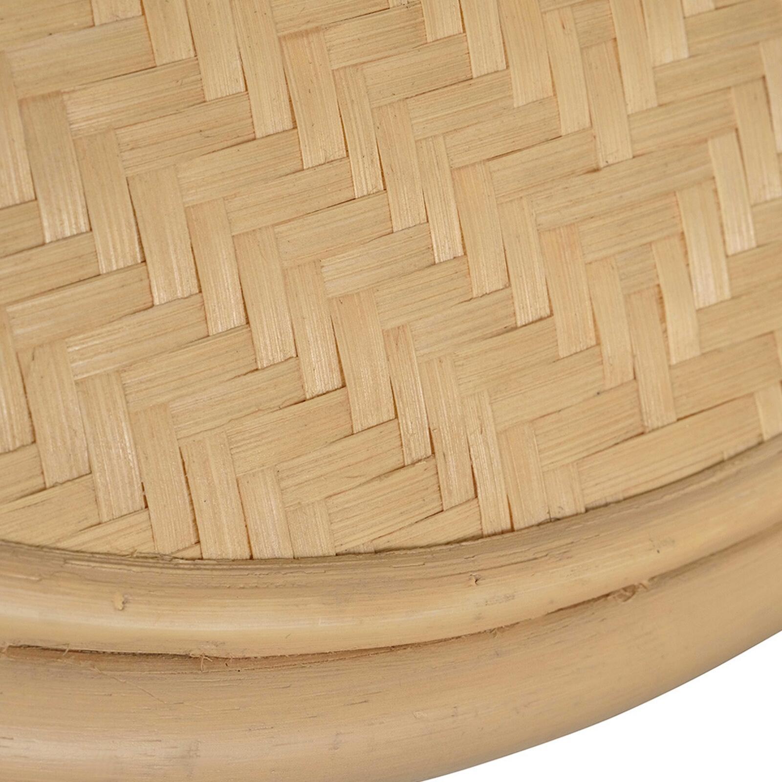 Table basse motif feuilles en rotin naturel