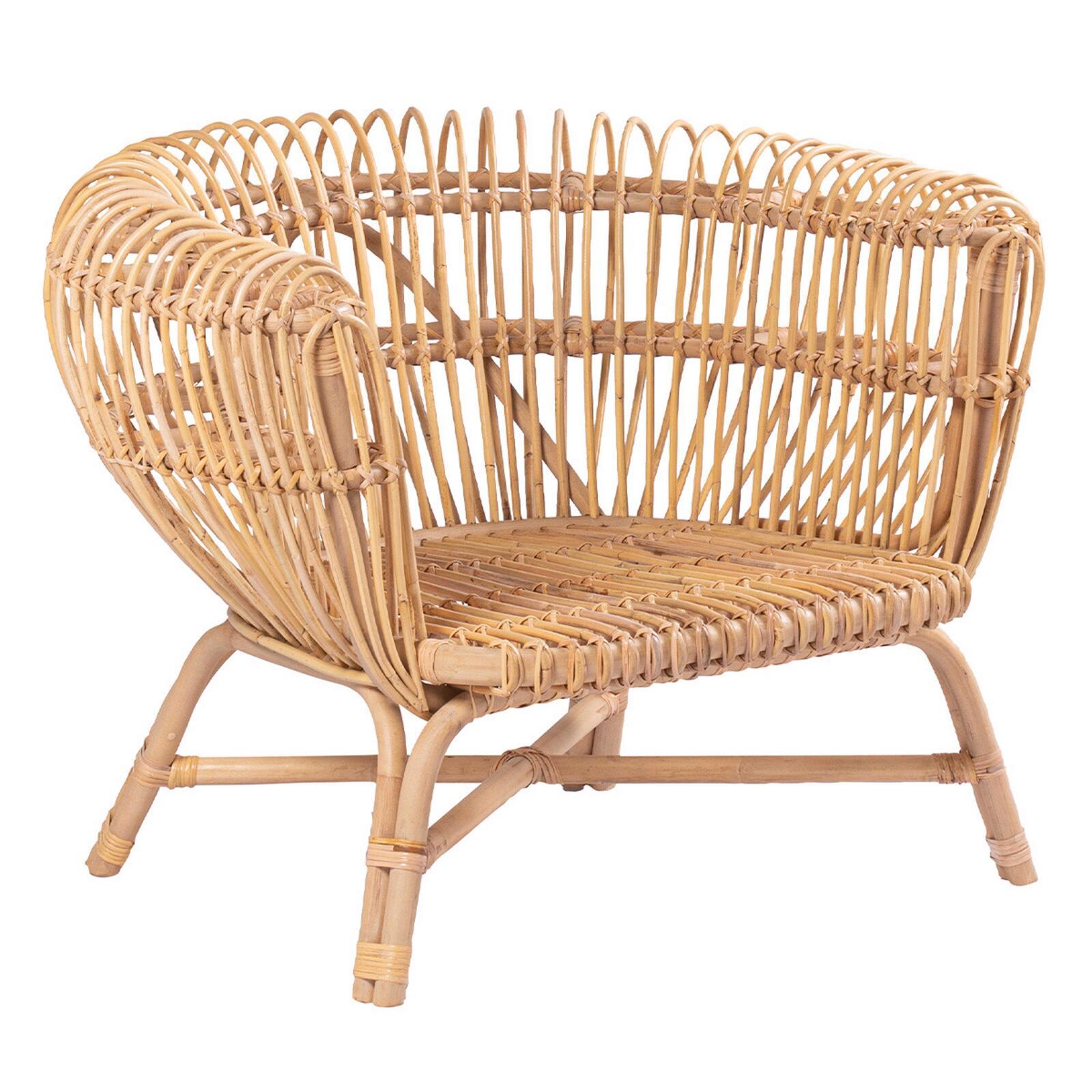 Fauteuil ajouré en rotin naturel
