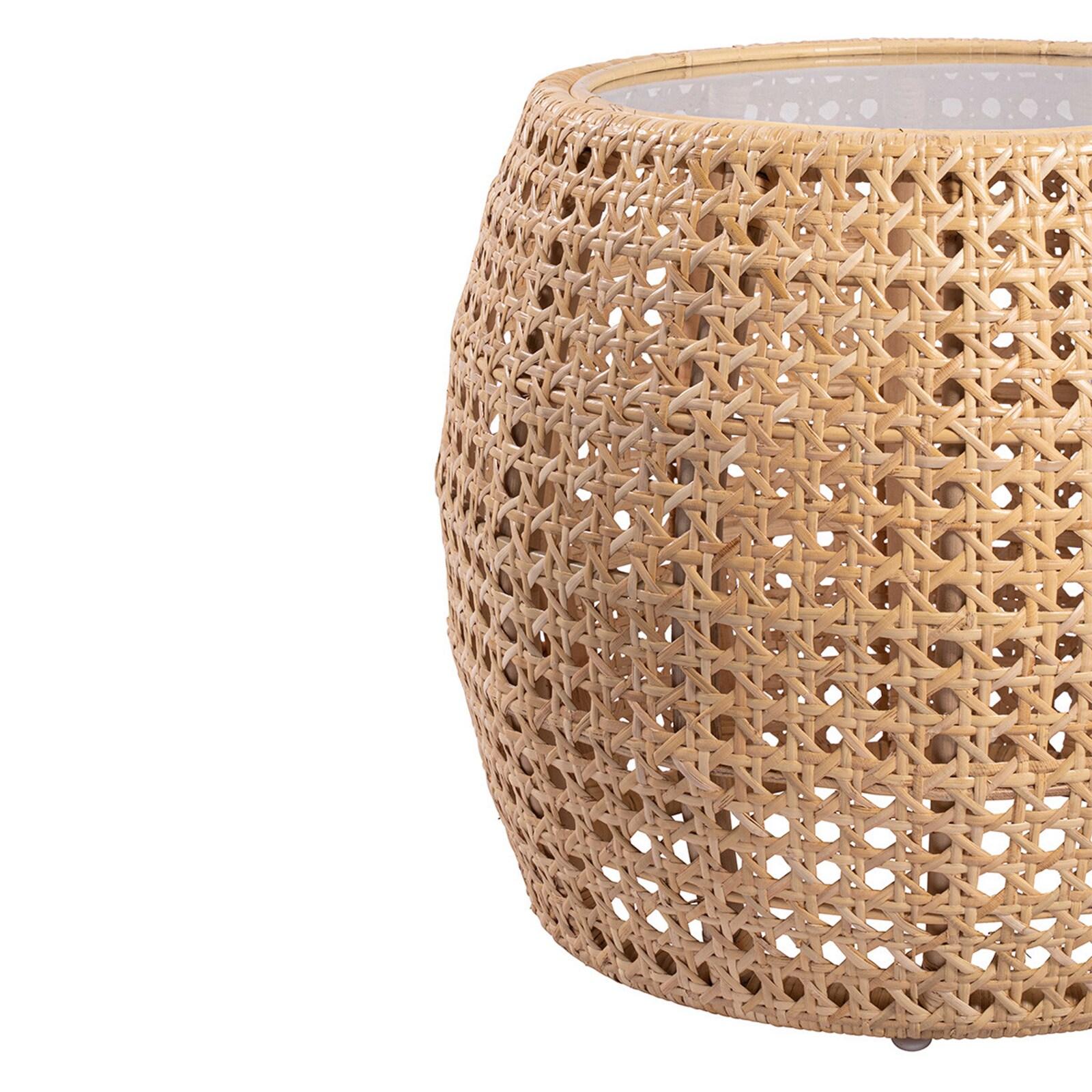 Table d'appoint ronde en cannage 