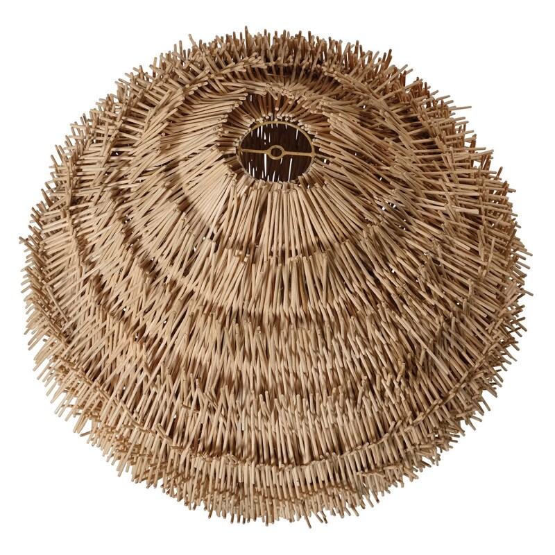 Plafonnier rond en rotin naturel tressé