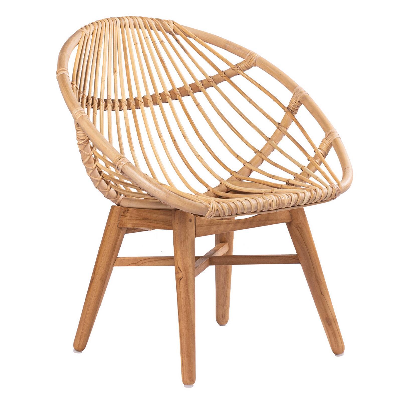 Fauteuil ajouré en rotin naturel