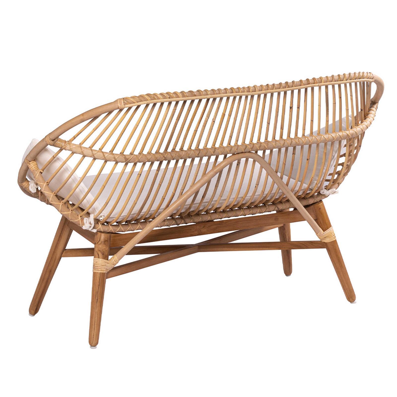 Canapé ajouré en rotin naturel