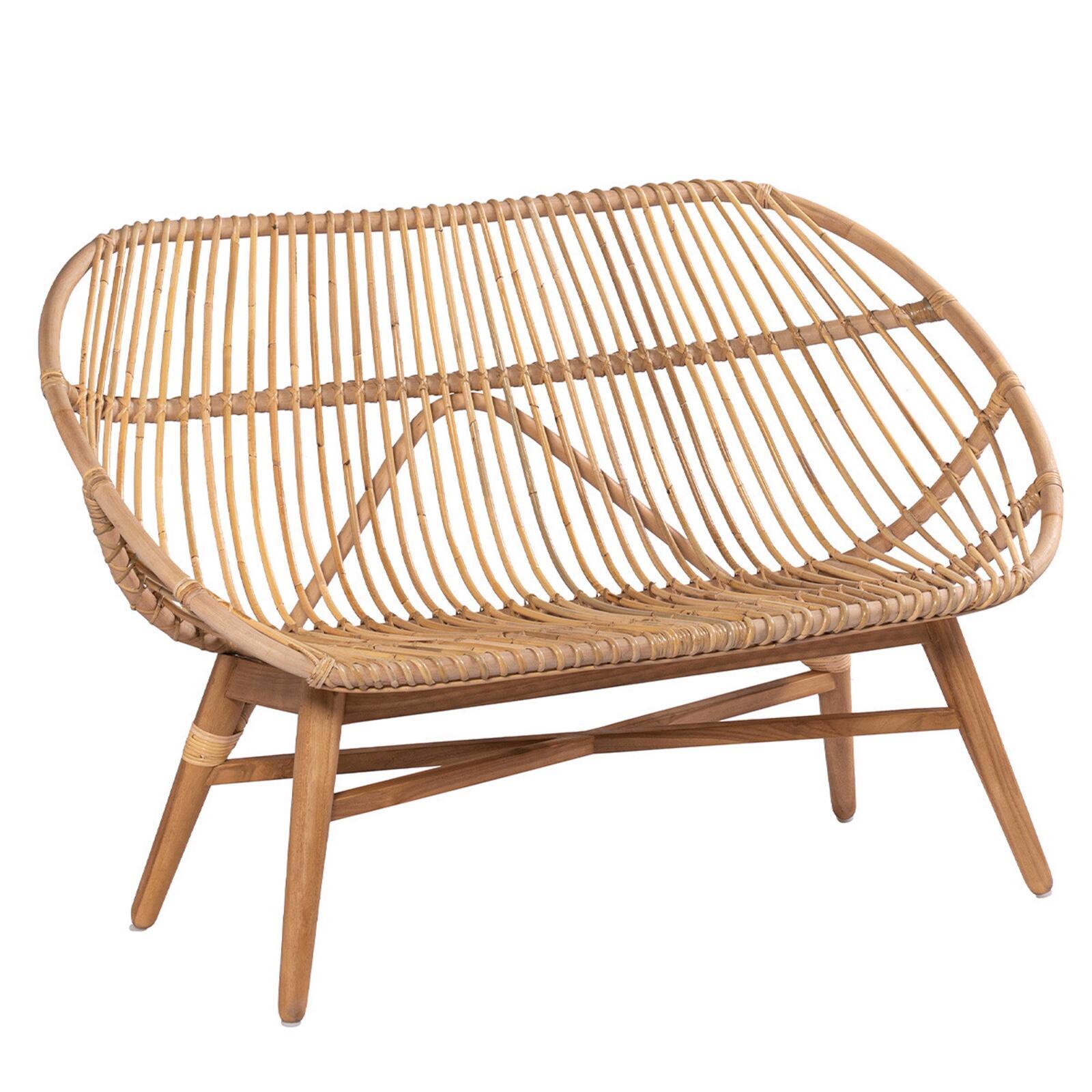 Canapé ajouré en rotin naturel