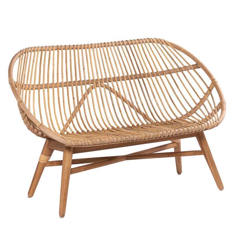 Canapé ajouré en rotin naturel