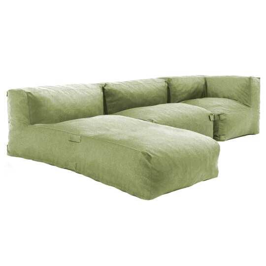 Salon de jardin modulable avec 1 chauffeuse, 1 fauteuil d'angle et 1 méridienne