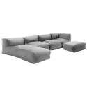 Salon de jardin modulable avec 2 chauffeuses, 1 fauteuil d'angle, 1 méridienne et 1 pouf 