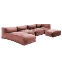 Salon de jardin modulable avec 2 chauffeuses, 1 fauteuil d'angle, 1 méridienne et 1 pouf 