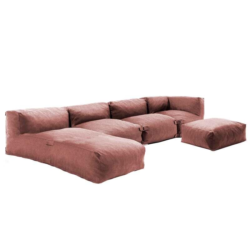 Salon de jardin modulable avec 2 chauffeuses, 1 fauteuil d'angle, 1 méridienne et 1 pouf 