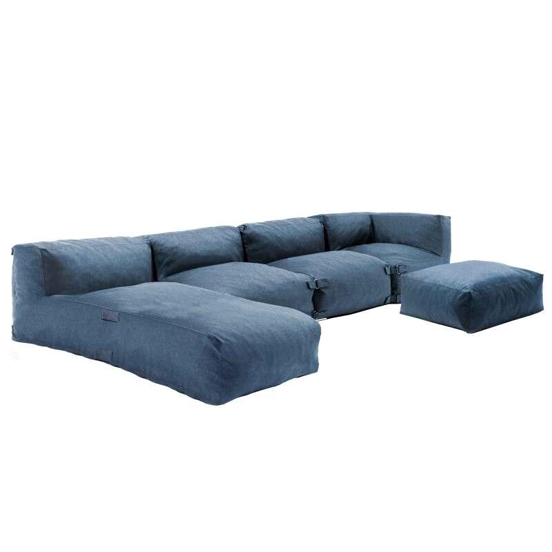 Salon de jardin modulable avec 2 chauffeuses, 1 fauteuil d'angle, 1 méridienne et 1 pouf 