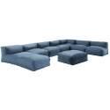 Salon de jardin modulable avec 5 chauffeuses, 1 fauteuil d'angle, 1 méridienne et 1 pouf 