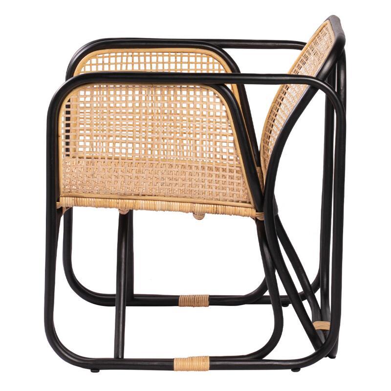 Fauteuil vintage en cannage rotin naturel et métal (3/6)