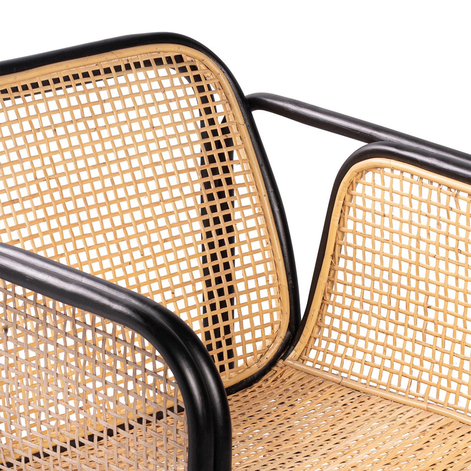 Fauteuil vintage en cannage rotin naturel et métal