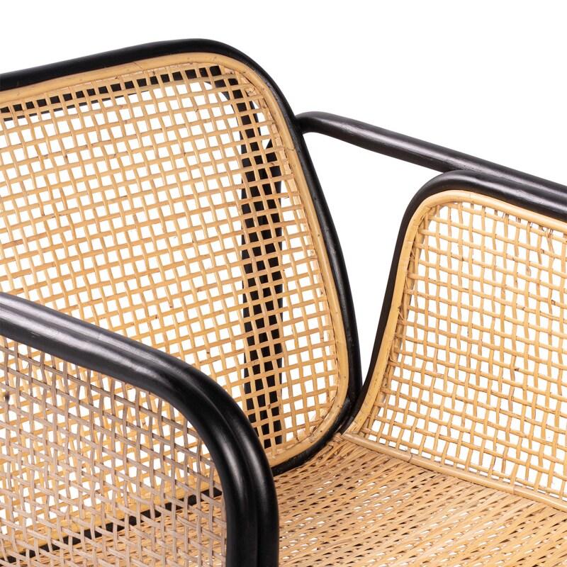 Fauteuil vintage en cannage rotin naturel et métal (4/6)