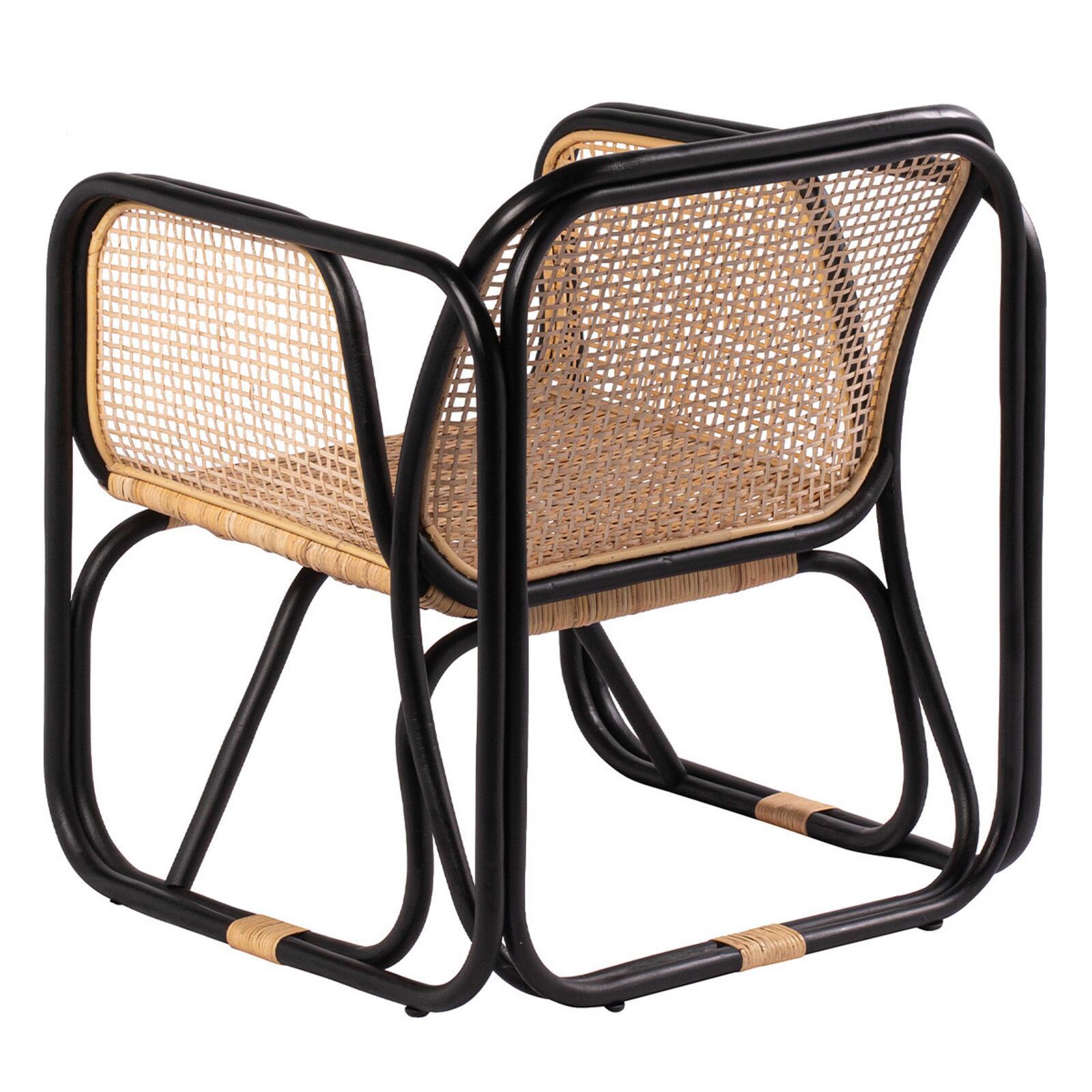 Fauteuil vintage en cannage rotin naturel et métal