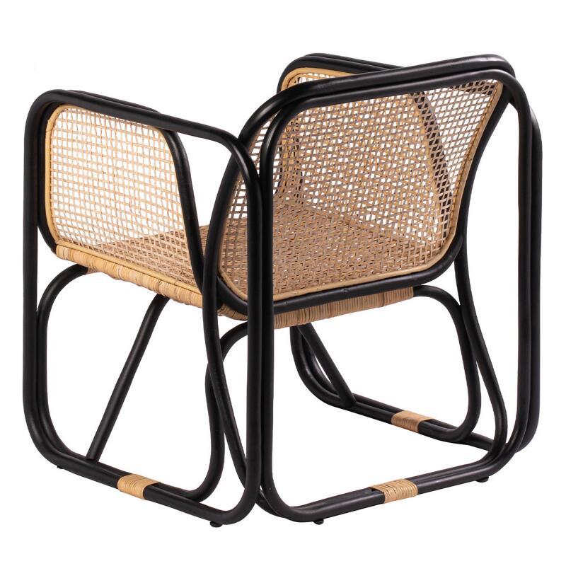 Fauteuil vintage en cannage rotin naturel et métal