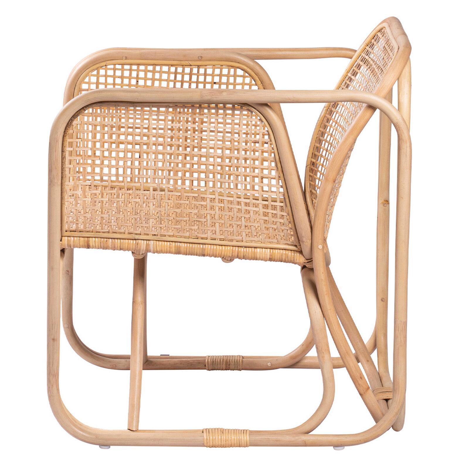 Fauteuil vintage en cannage rotin naturel et métal