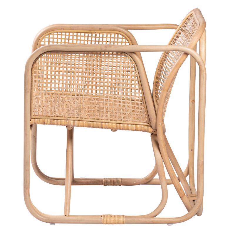 Fauteuil vintage en cannage rotin naturel et métal