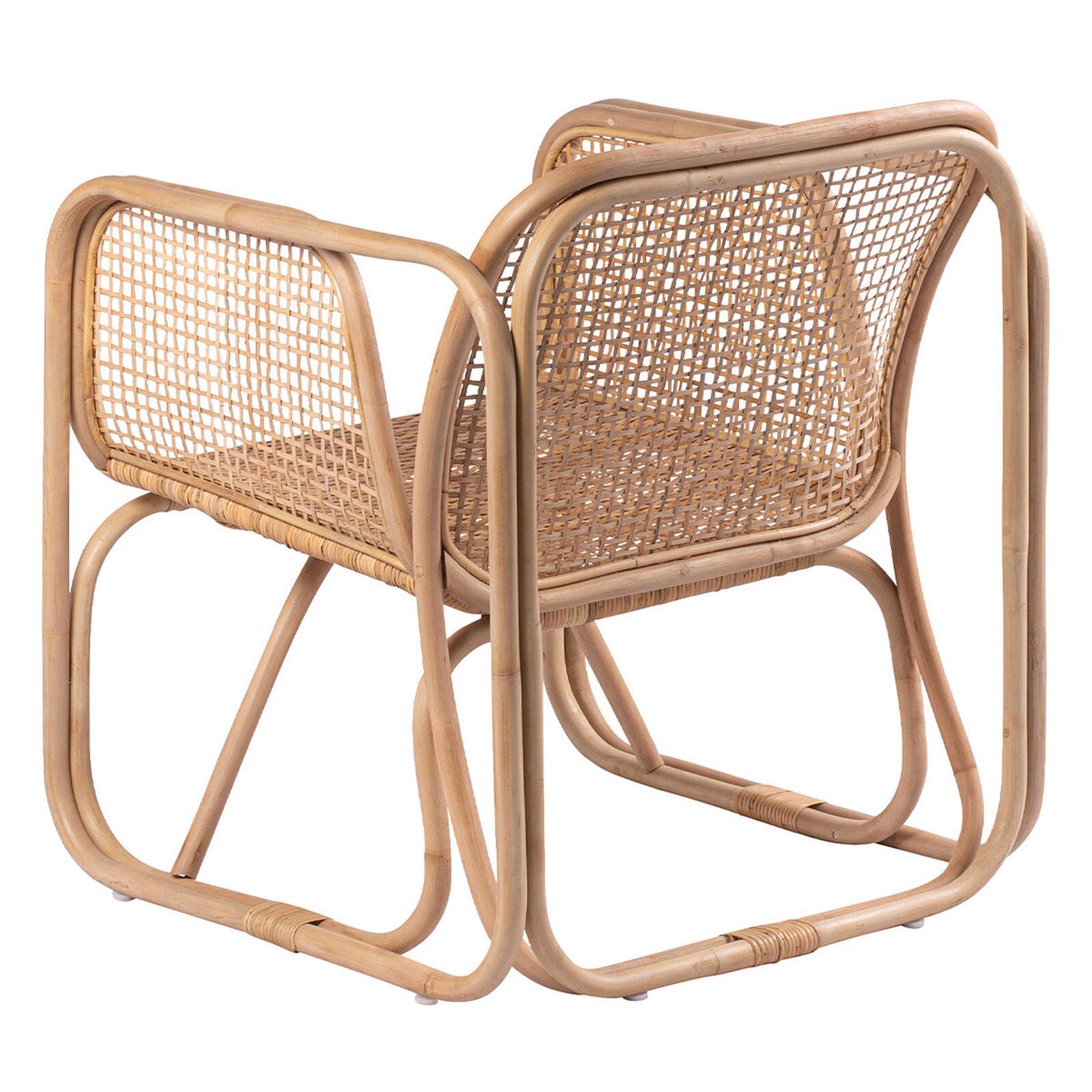 Fauteuil vintage en cannage rotin naturel et métal