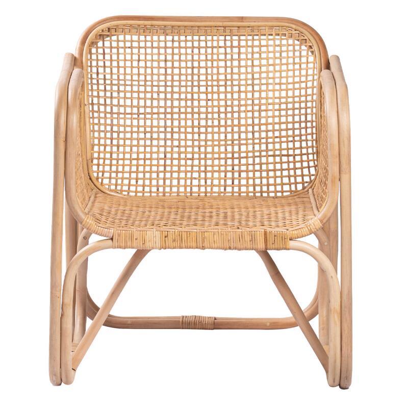 Fauteuil vintage en cannage rotin naturel et métal