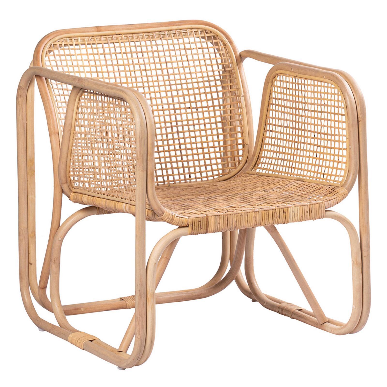 Fauteuil vintage en cannage rotin naturel et métal