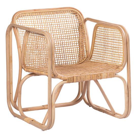 Fauteuil vintage en cannage rotin naturel et métal